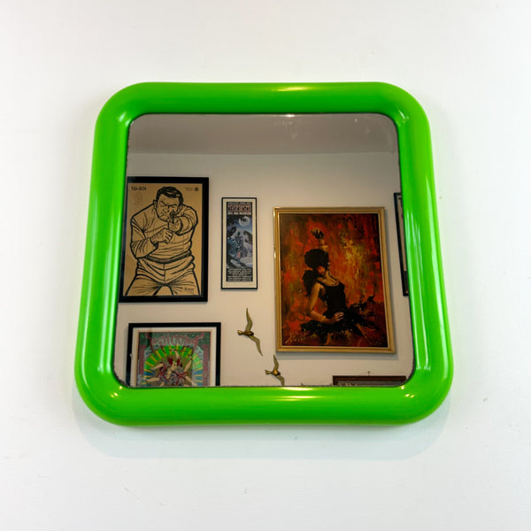 LIME GREEN PLASTIC WALL MIRROR