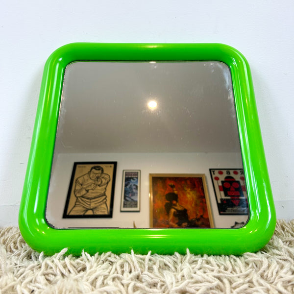 LIME GREEN PLASTIC WALL MIRROR