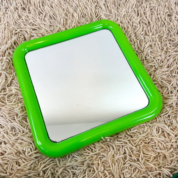 LIME GREEN PLASTIC WALL MIRROR
