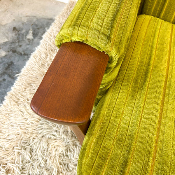LIME GREEN VELOUR TWO SEATER SOFA