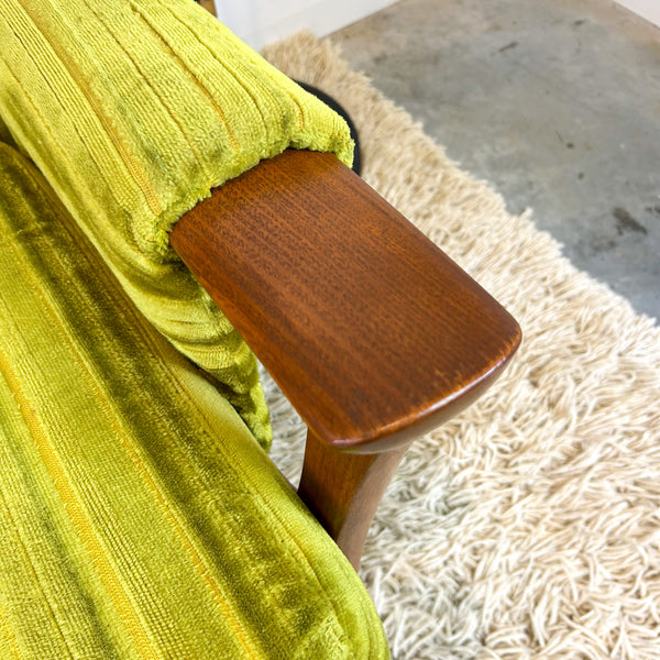 LIME GREEN VELOUR TWO SEATER SOFA