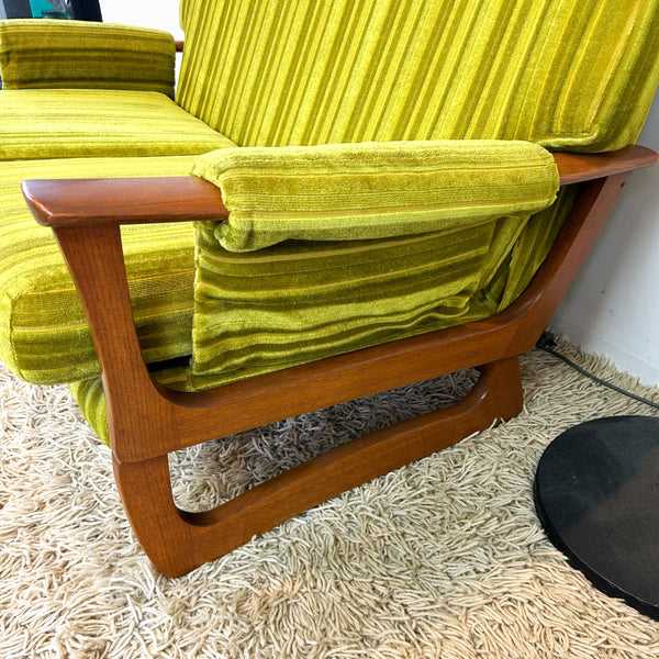 LIME GREEN VELOUR TWO SEATER SOFA