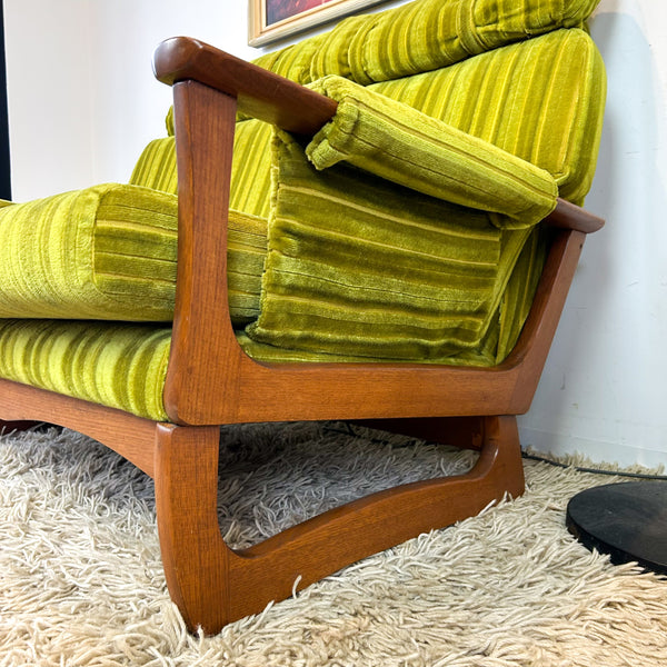 LIME GREEN VELOUR TWO SEATER SOFA