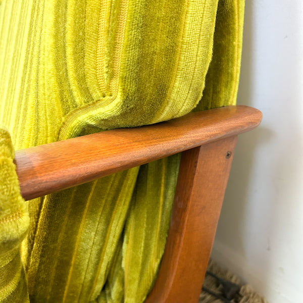 LIME GREEN VELOUR TWO SEATER SOFA