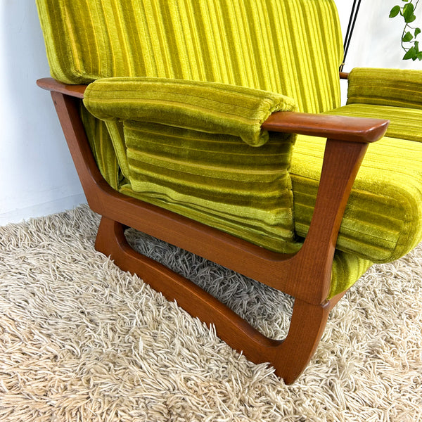 LIME GREEN VELOUR TWO SEATER SOFA