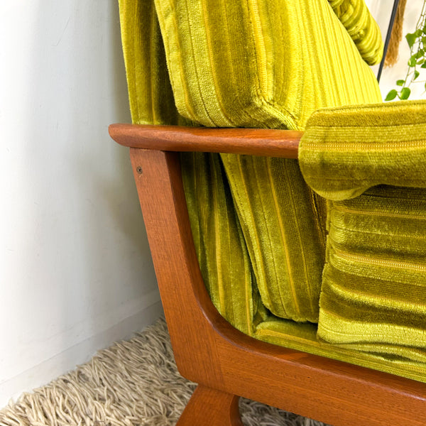 LIME GREEN VELOUR TWO SEATER SOFA
