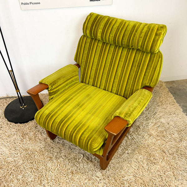 LIME GREEN VELOUR ARMCHAIR