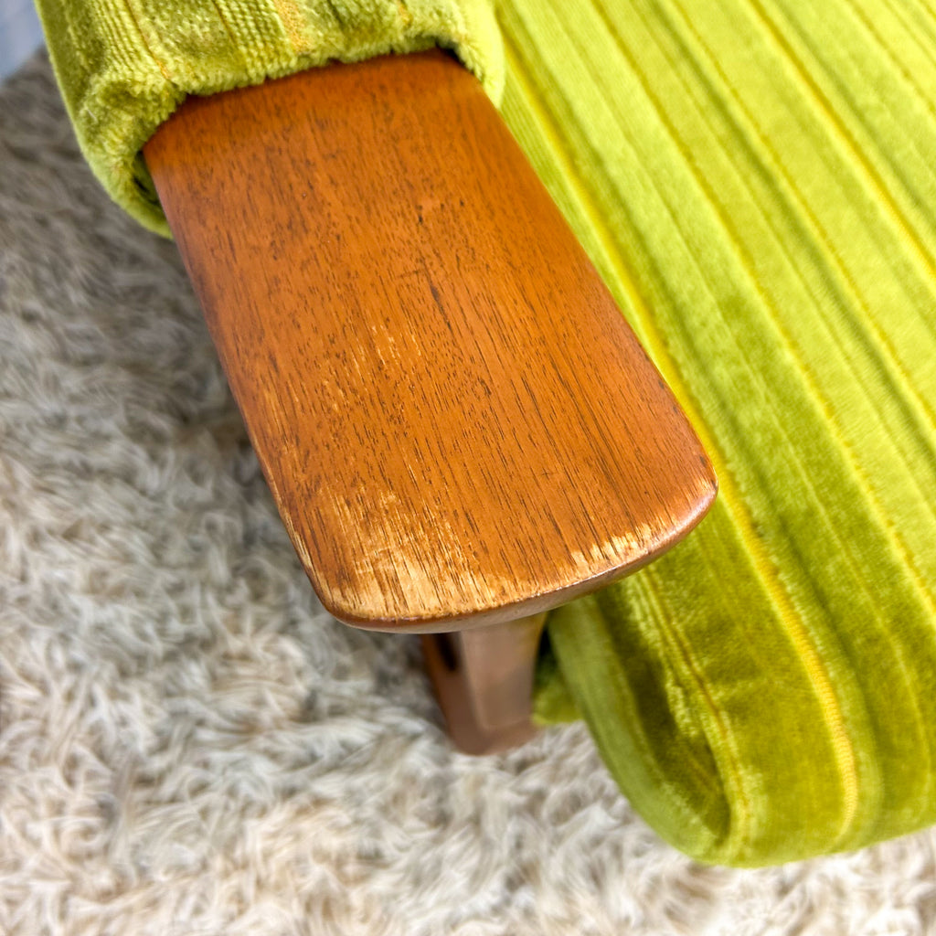 LIME GREEN VELOUR ARMCHAIR - HEY JUDE WORKSHOP • Vintage furniture & objects Melbourne
