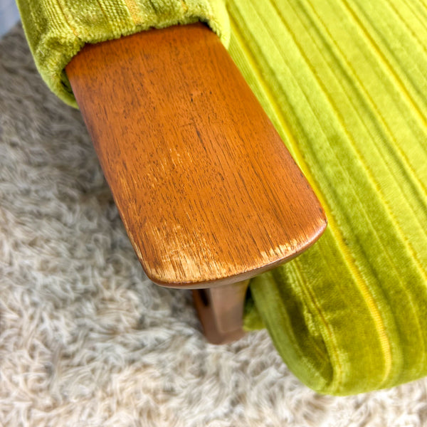 LIME GREEN VELOUR ARMCHAIR
