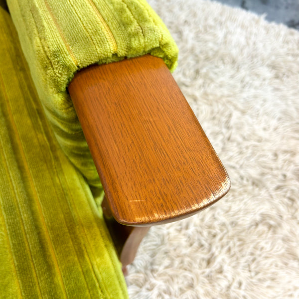 LIME GREEN VELOUR ARMCHAIR