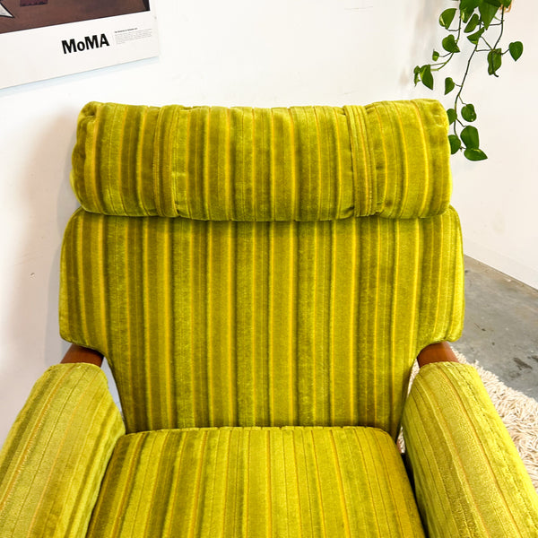 LIME GREEN VELOUR ARMCHAIR