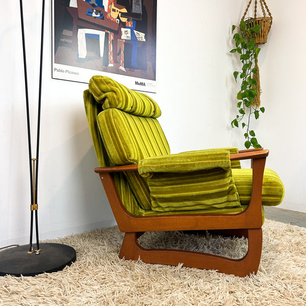 LIME GREEN VELOUR ARMCHAIR
