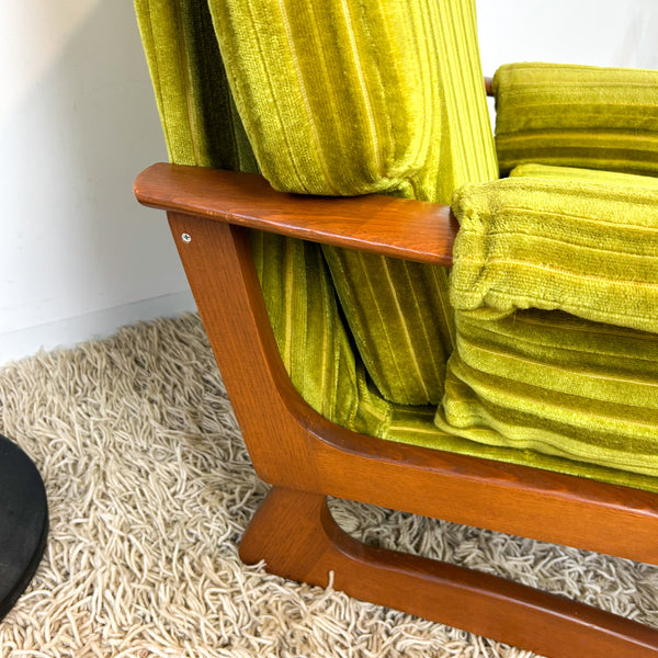 LIME GREEN VELOUR ARMCHAIR