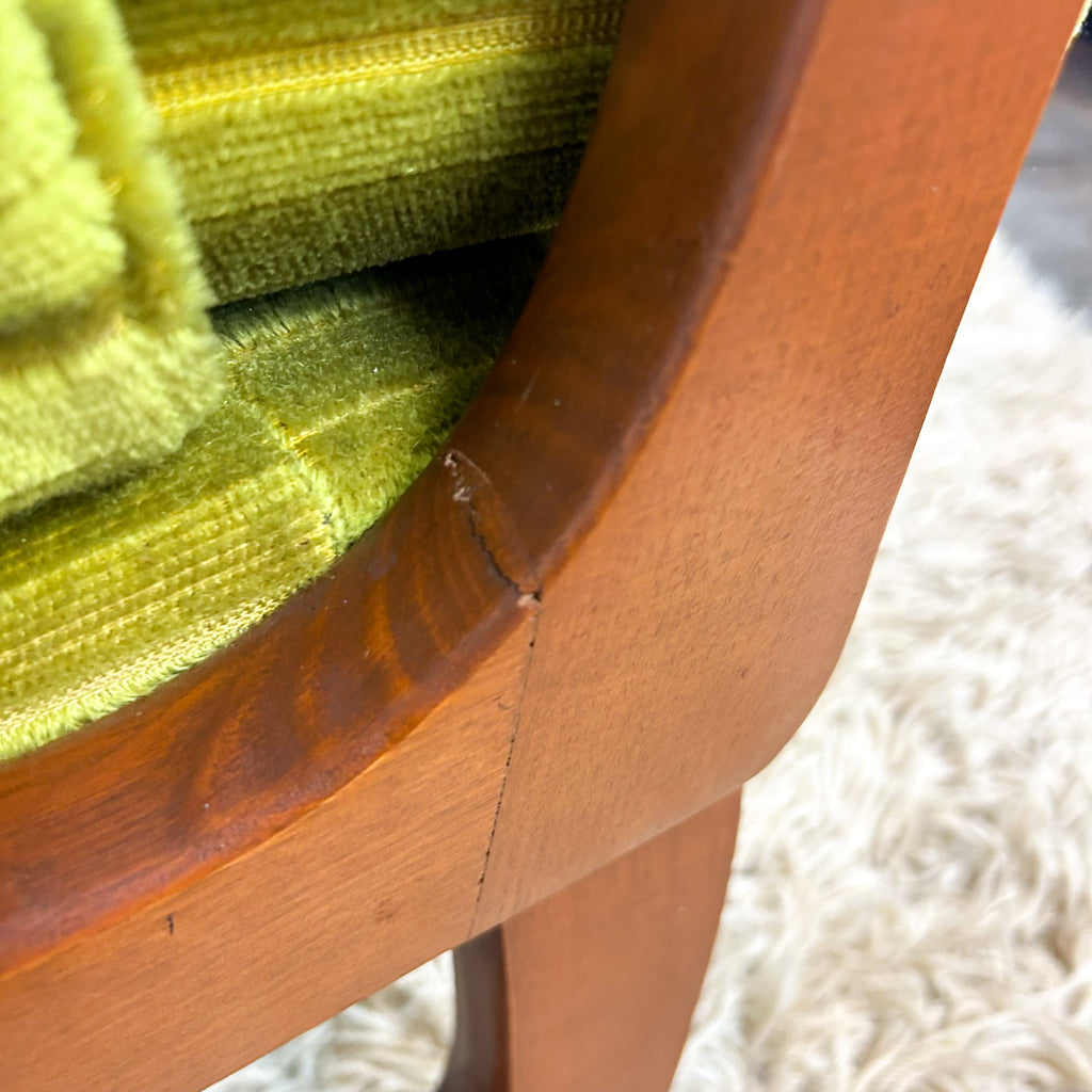 LIME GREEN VELOUR ARMCHAIR - HEY JUDE WORKSHOP • Vintage furniture & objects Melbourne