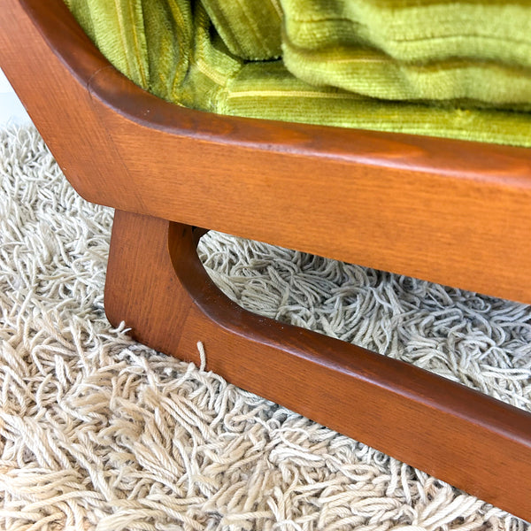 LIME GREEN VELOUR ARMCHAIR