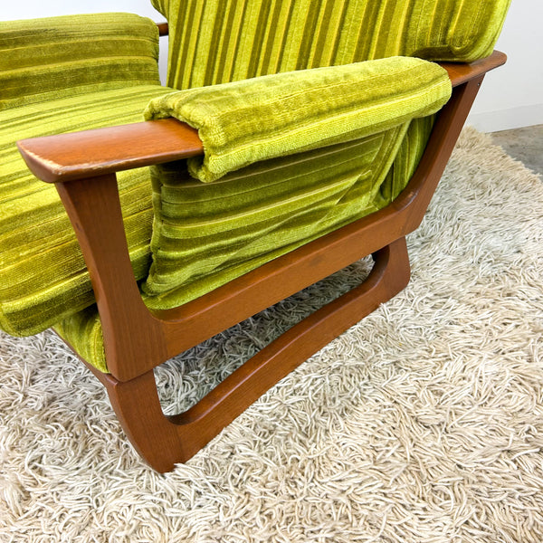 LIME GREEN VELOUR ARMCHAIR