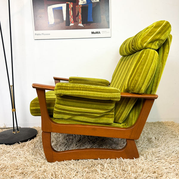 LIME GREEN VELOUR ARMCHAIR