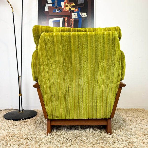 LIME GREEN VELOUR ARMCHAIR