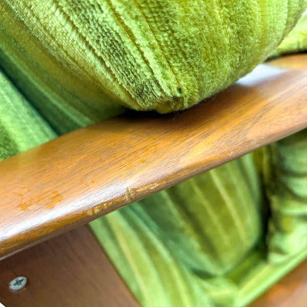 LIME GREEN VELOUR ARMCHAIR