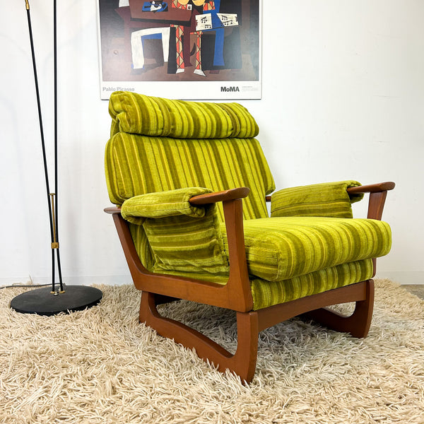 LIME GREEN VELOUR ARMCHAIR