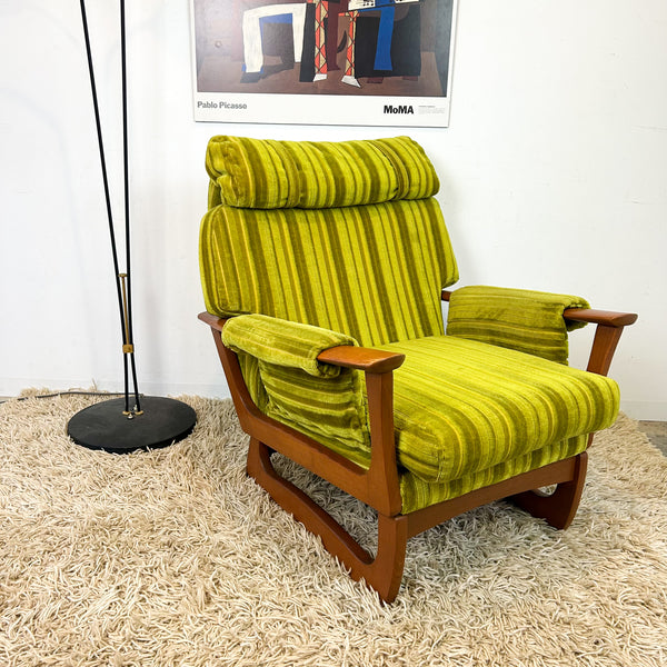 LIME GREEN VELOUR ARMCHAIR