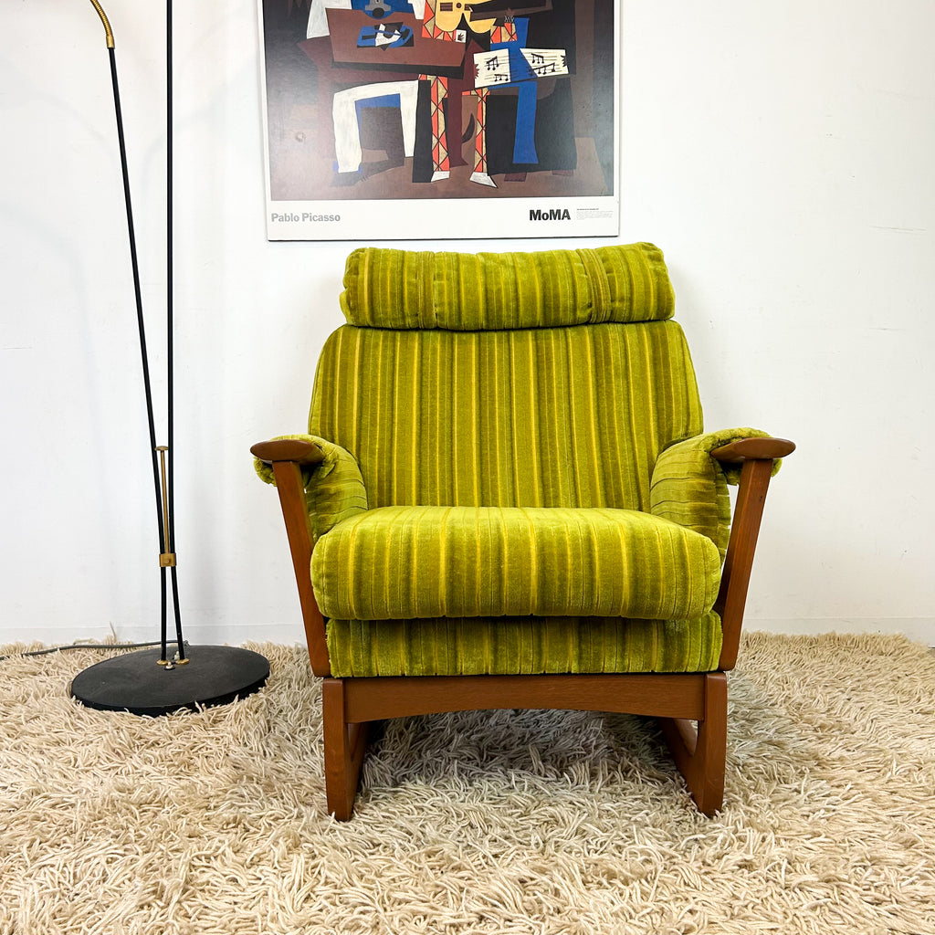 LIME GREEN VELOUR ARMCHAIR - HEY JUDE WORKSHOP • Vintage furniture & objects Melbourne