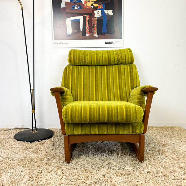 LIME GREEN VELOUR ARMCHAIR