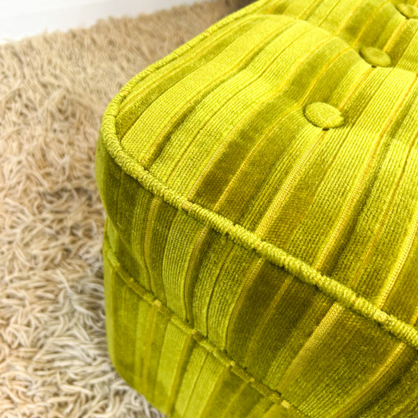 LIME GREEN VELOUR FOOTSTOOL