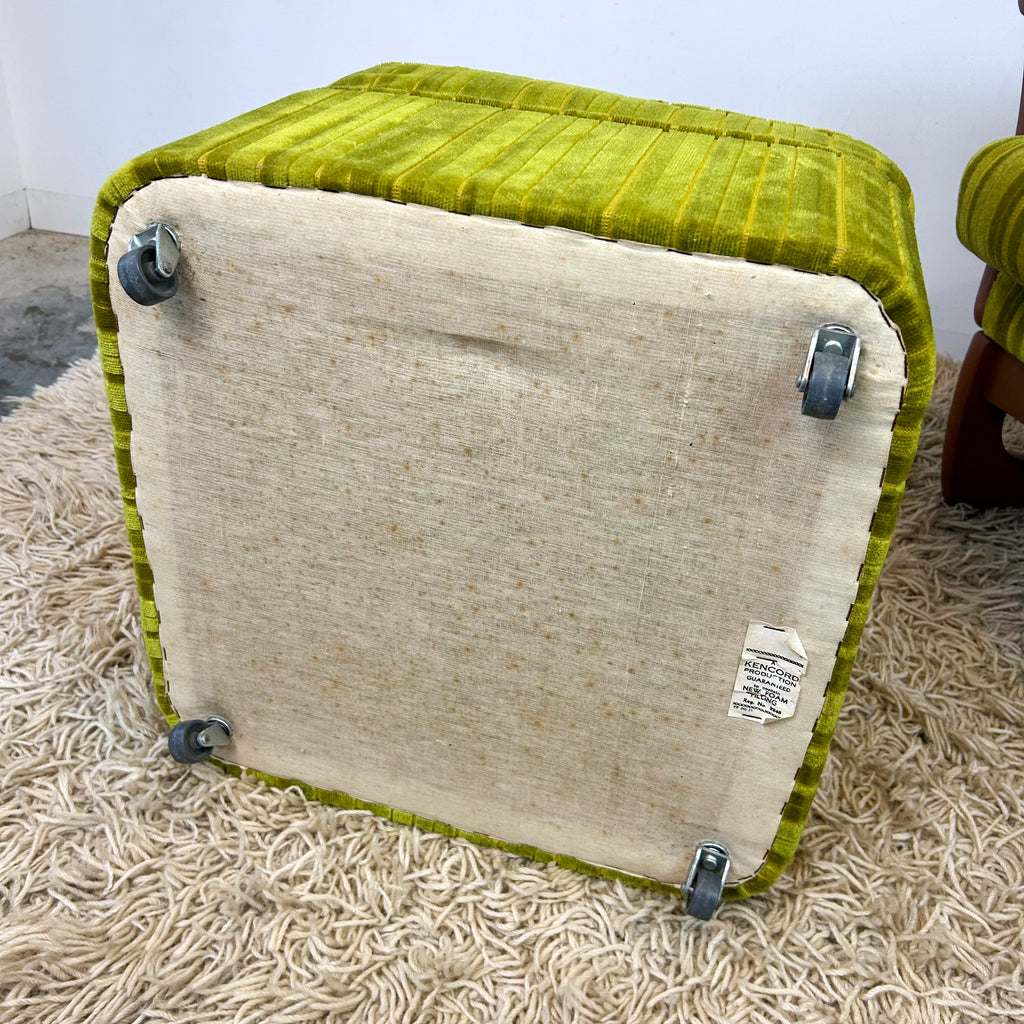 LIME GREEN VELOUR FOOTSTOOL - HEY JUDE WORKSHOP • Vintage furniture & objects Melbourne