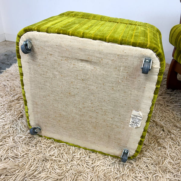 LIME GREEN VELOUR FOOTSTOOL
