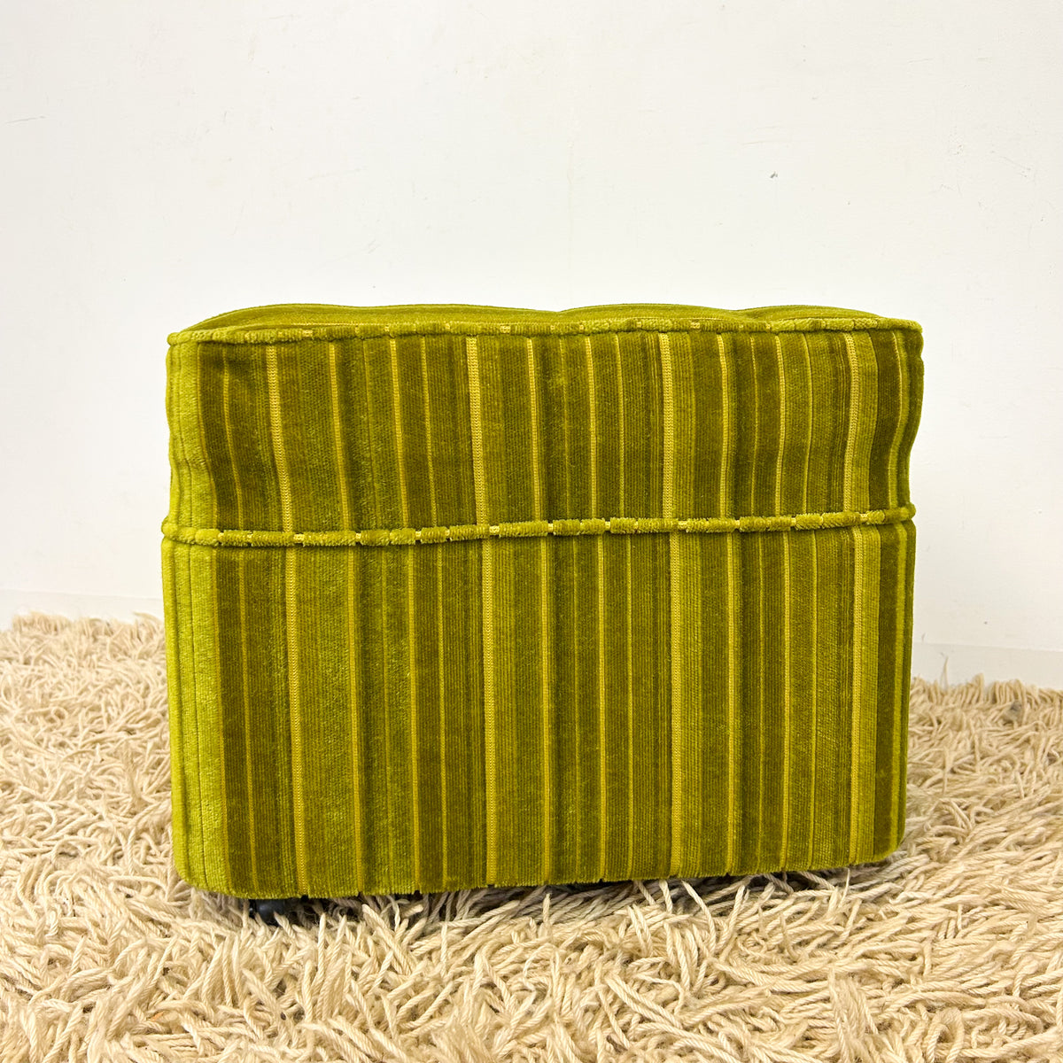 LIME GREEN VELOUR FOOTSTOOL - HEY JUDE WORKSHOP • Vintage furniture & objects Melbourne
