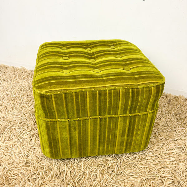 LIME GREEN VELOUR FOOTSTOOL
