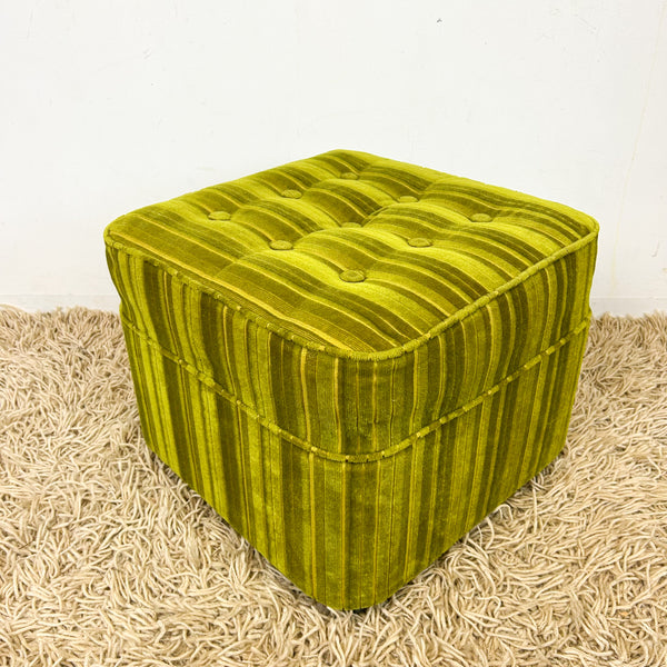 LIME GREEN VELOUR FOOTSTOOL