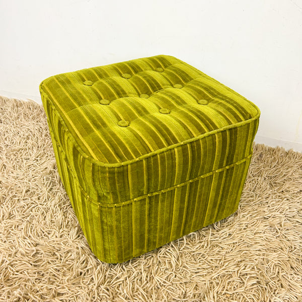 LIME GREEN VELOUR FOOTSTOOL