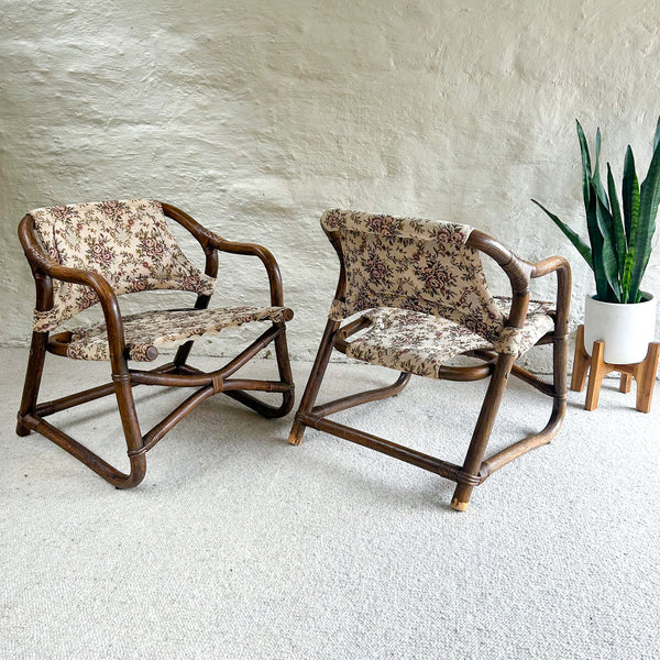 RATTAN & TAPESTRY ARMCHAIRS