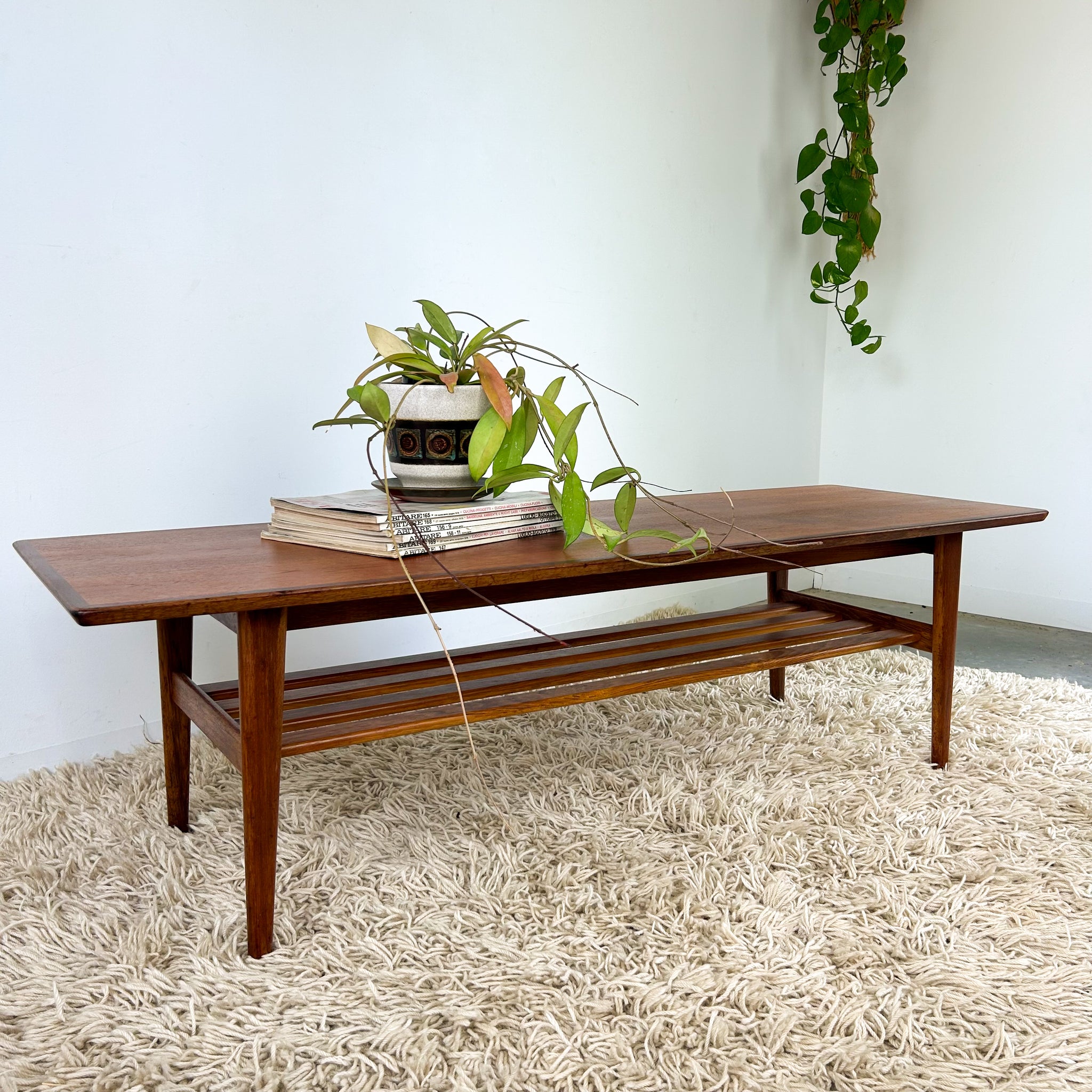 NOBLETT COFFEE TABLE WITH SLATTED MAGAZINE RACK