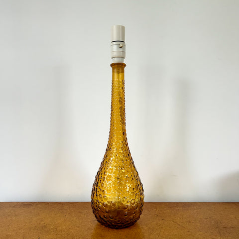 GENIE BOTTLE LAMP AMBER HOBNAIL