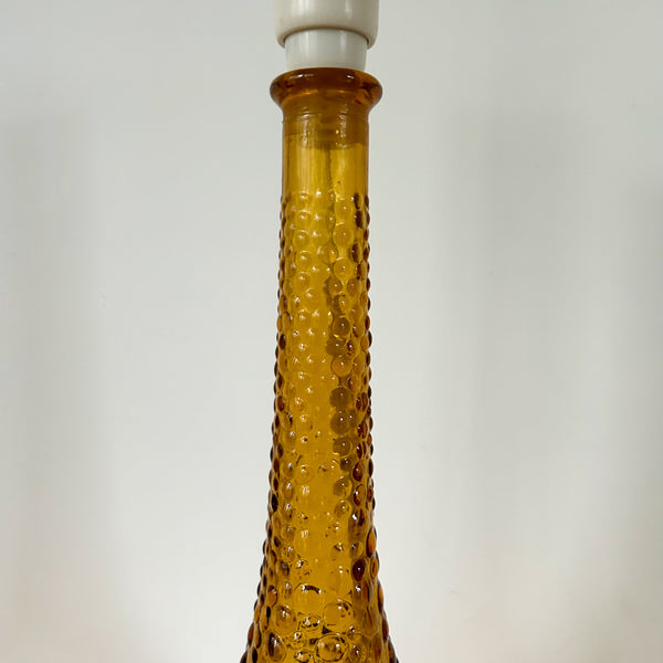 GENIE BOTTLE LAMP AMBER HOBNAIL