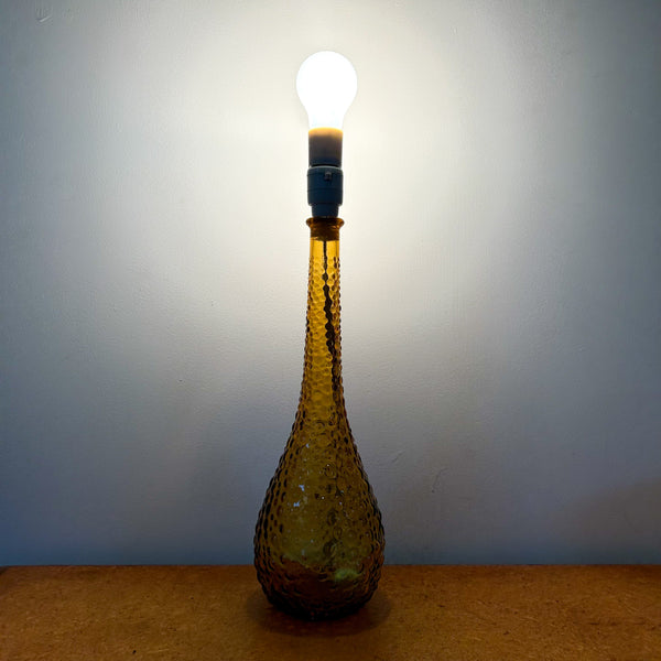 GENIE BOTTLE LAMP AMBER HOBNAIL