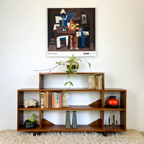HARDWOOD STEPPED BOOKCASE