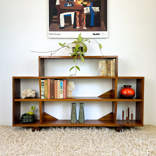 HARDWOOD STEPPED BOOKCASE