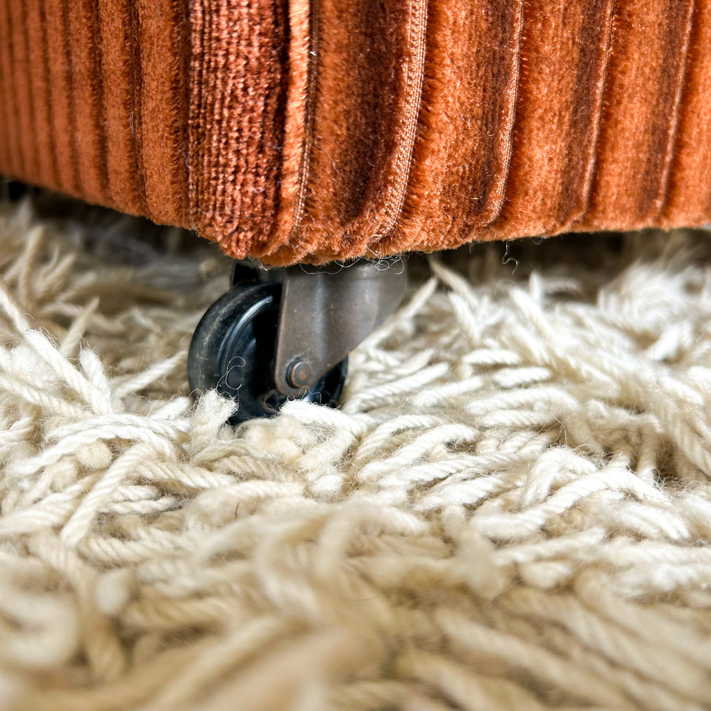 BROWN STRIPE VELOUR ARMCHAIRS - HEY JUDE WORKSHOP • Vintage furniture & objects Melbourne