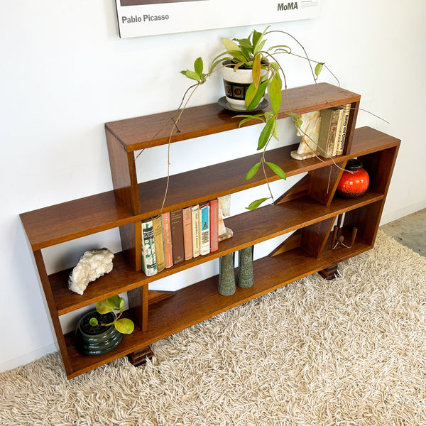 HARDWOOD STEPPED BOOKCASE