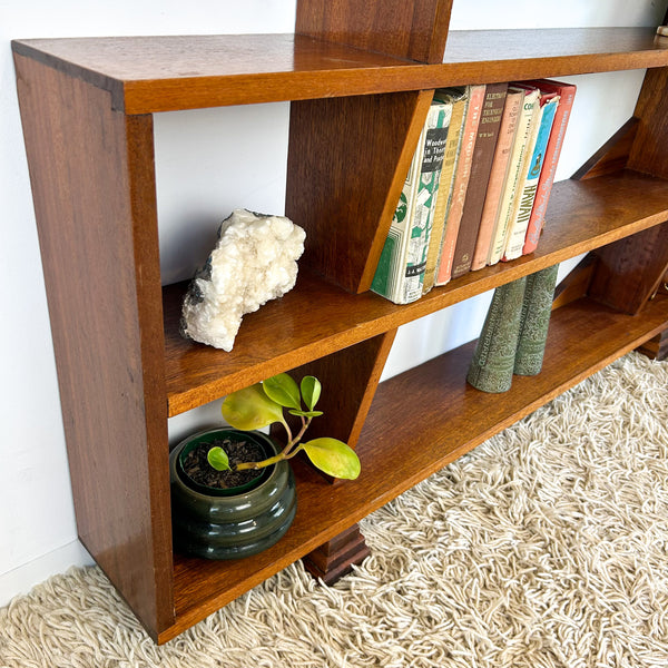 HARDWOOD STEPPED BOOKCASE