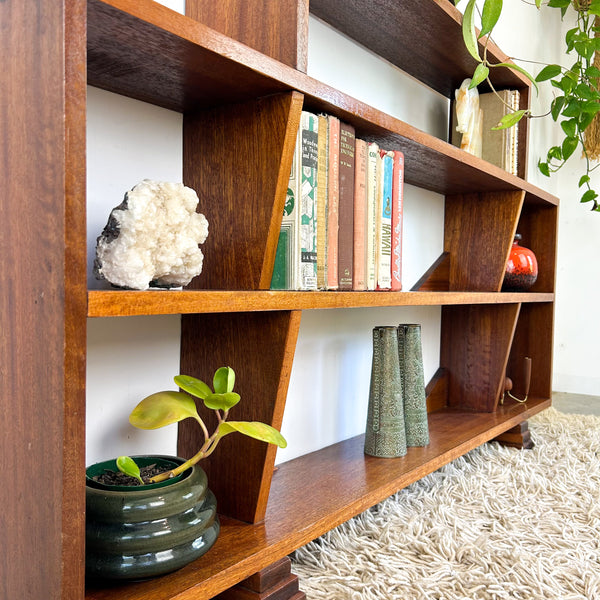 HARDWOOD STEPPED BOOKCASE