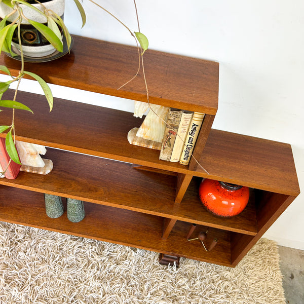 HARDWOOD STEPPED BOOKCASE