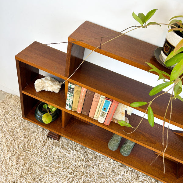 HARDWOOD STEPPED BOOKCASE