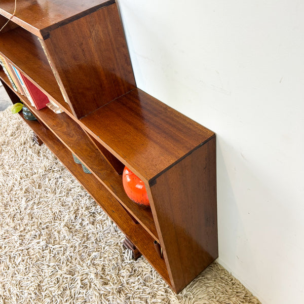 HARDWOOD STEPPED BOOKCASE