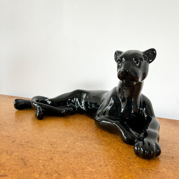 BLACK CERAMIC PANTHER