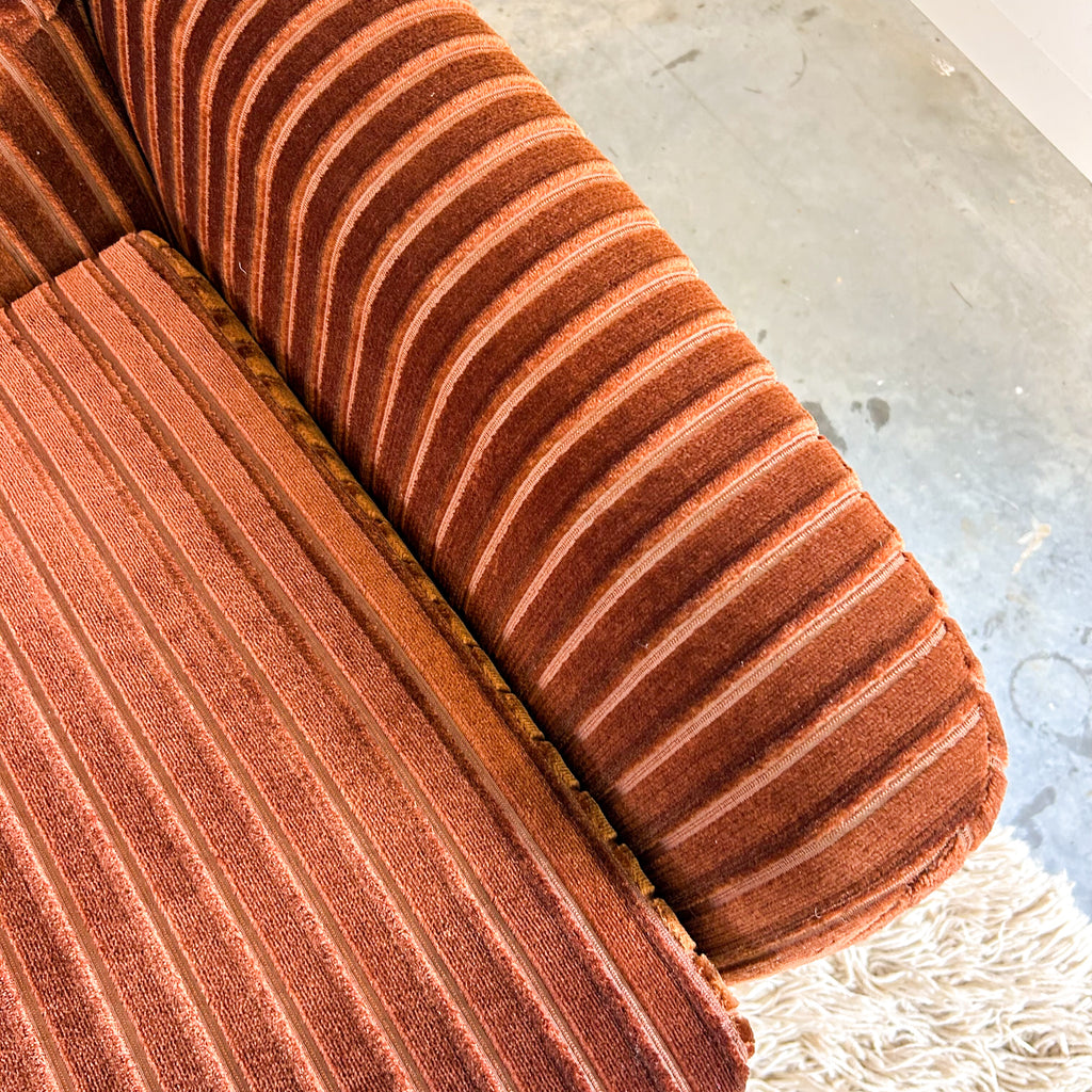 BROWN STRIPE VELOUR SOFA #1 - HEY JUDE WORKSHOP • Vintage furniture & objects Melbourne